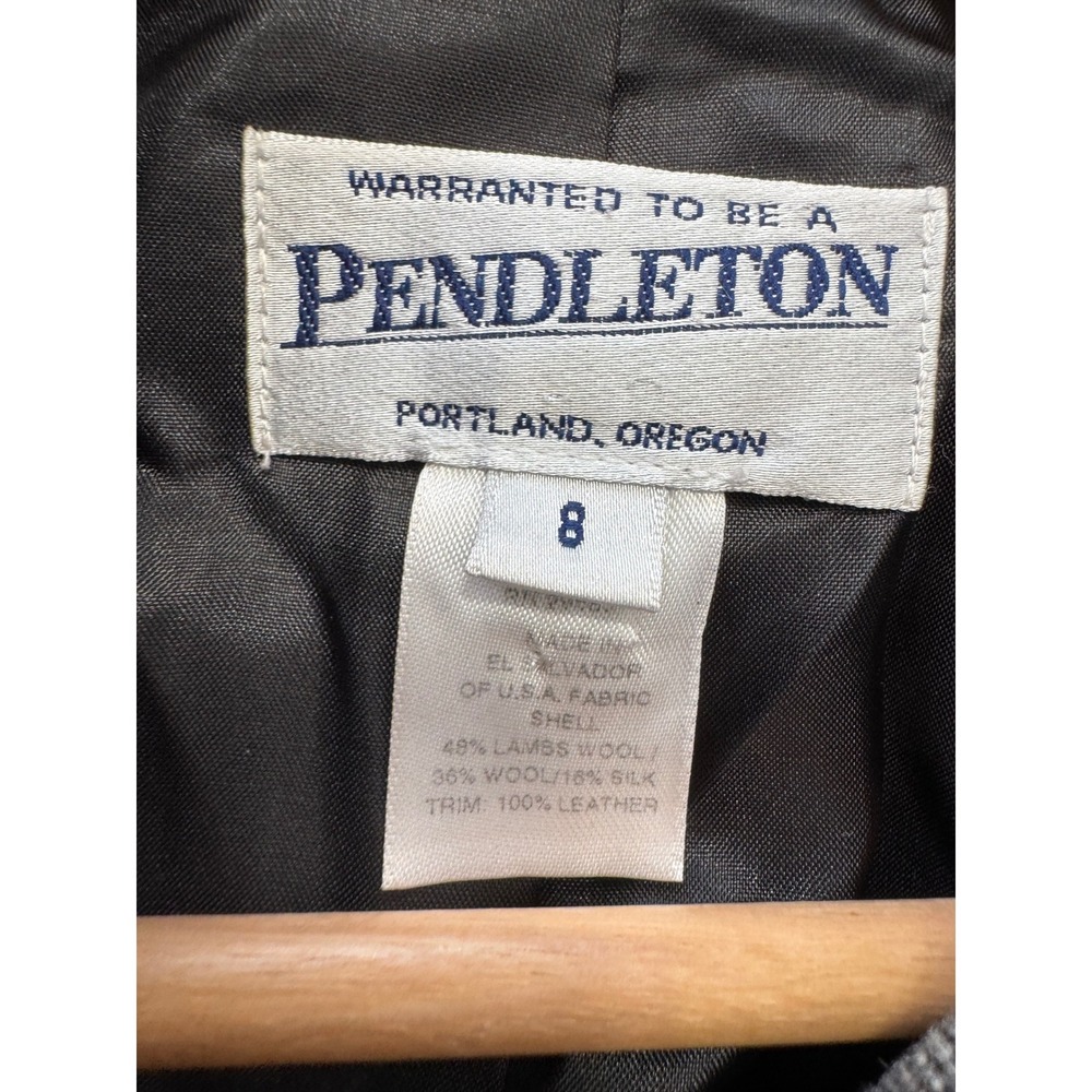 Pendleton Blazer Jacket Gray Lambs Wool Silk Leat… - image 6